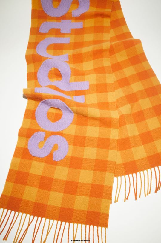Acne Studios Lisätarvikkeet oranssi/lila violetti 0VF2B777 Tarkista logohuivi