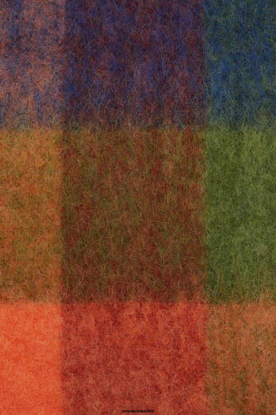 Acne Studios Lisätarvikkeet oranssi/vihreä 0VF2B773 mohair-ruutuinen huivi