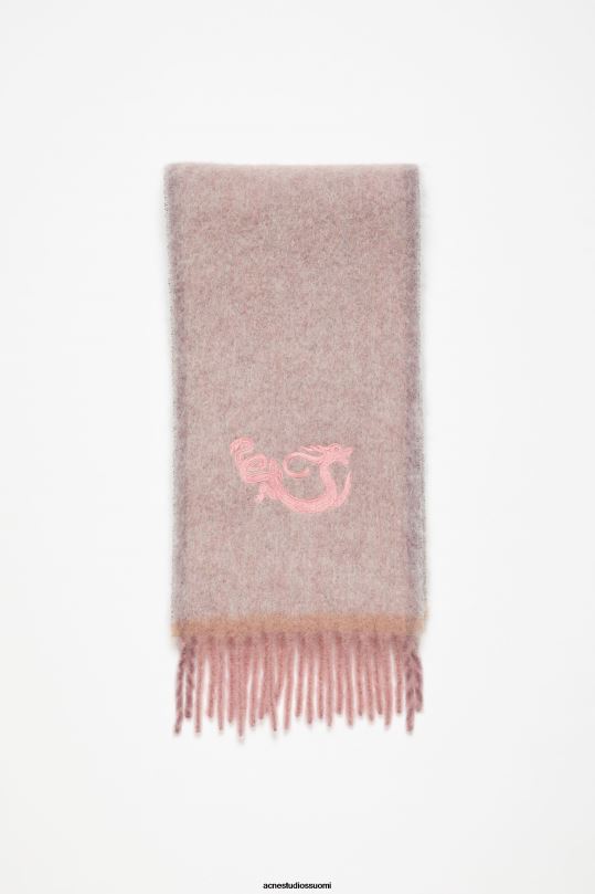 Acne Studios Lisätarvikkeet pölyinen vaaleanpunainen 0VF2B779 villamohair-huivi - kapea