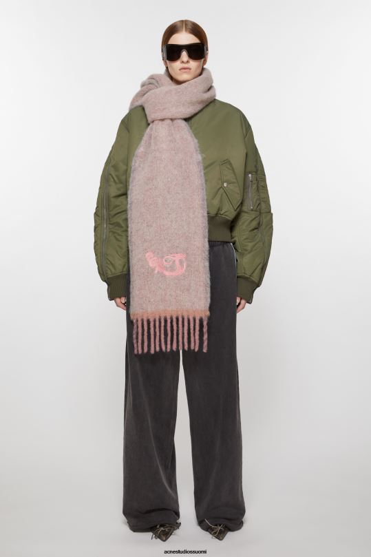 Acne Studios Lisätarvikkeet pölyinen vaaleanpunainen 0VF2B779 villamohair-huivi - kapea