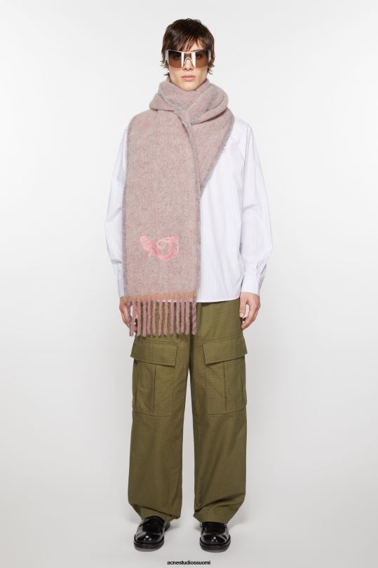 Acne Studios Lisätarvikkeet pölyinen vaaleanpunainen 0VF2B779 villamohair-huivi - kapea