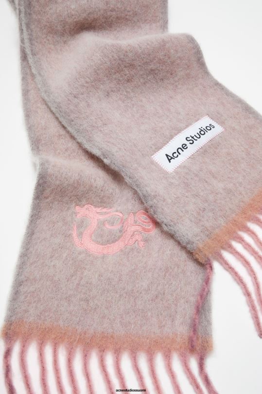 Acne Studios Lisätarvikkeet pölyinen vaaleanpunainen 0VF2B779 villamohair-huivi - kapea