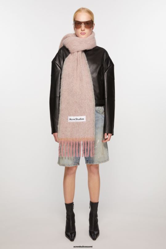 Acne Studios Lisätarvikkeet pölyinen vaaleanpunainen 0VF2B780 villamohair-huivi - kapea
