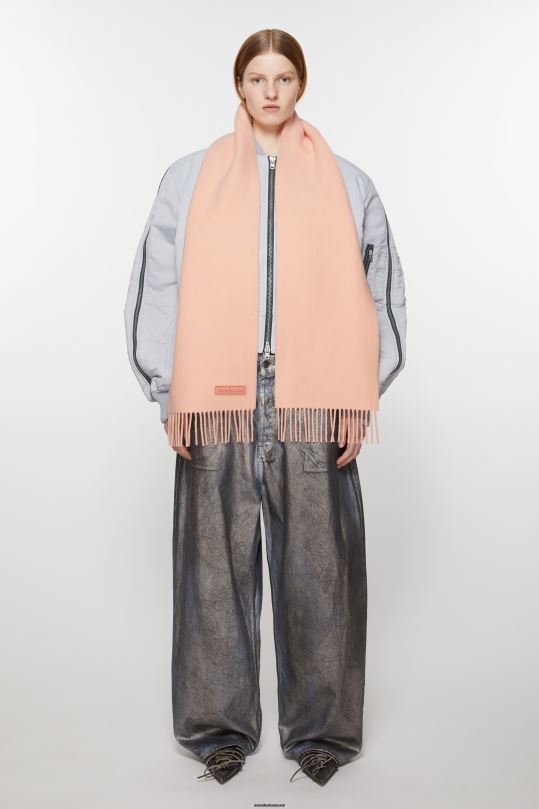 Acne Studios Lisätarvikkeet persikan pinkki 0VF2B869 hapsuvillahuivi - kapea