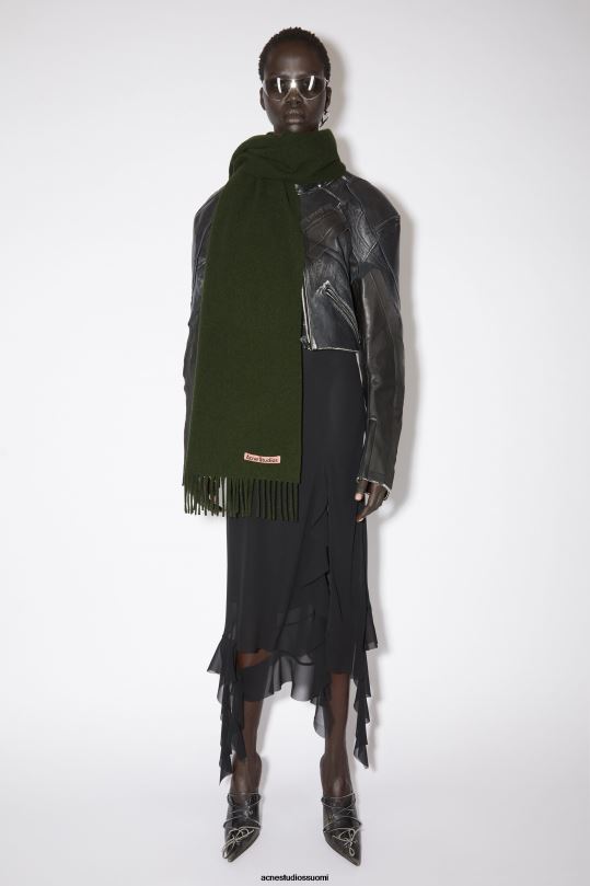 Acne Studios Lisätarvikkeet puunvihreä melansi 0VF2B575 hapsuvillahuivi - kapea