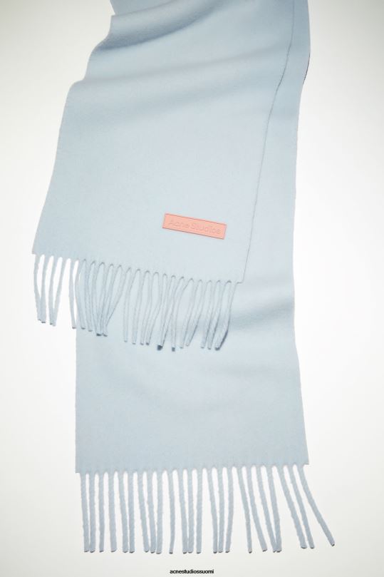 Acne Studios Lisätarvikkeet puuterinsininen 0VF2B706 villahuivi vaaleanpunainen etiketti - kapea