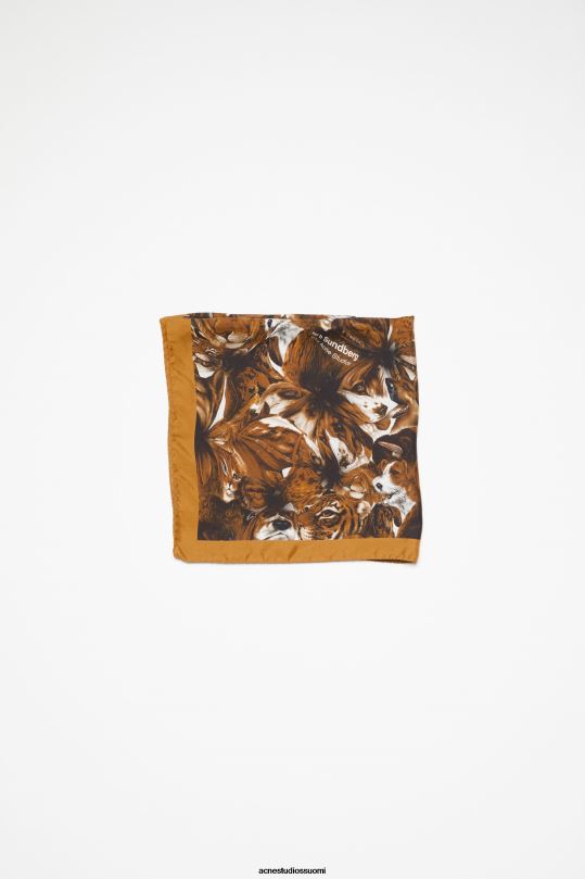Acne Studios Lisätarvikkeet ruskea 0VF2B632 printti silkkihuivi