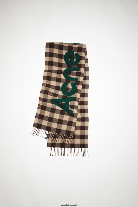 Acne Studios Lisätarvikkeet ruskea/vihreä 0VF2B637 Tarkista logohuivi