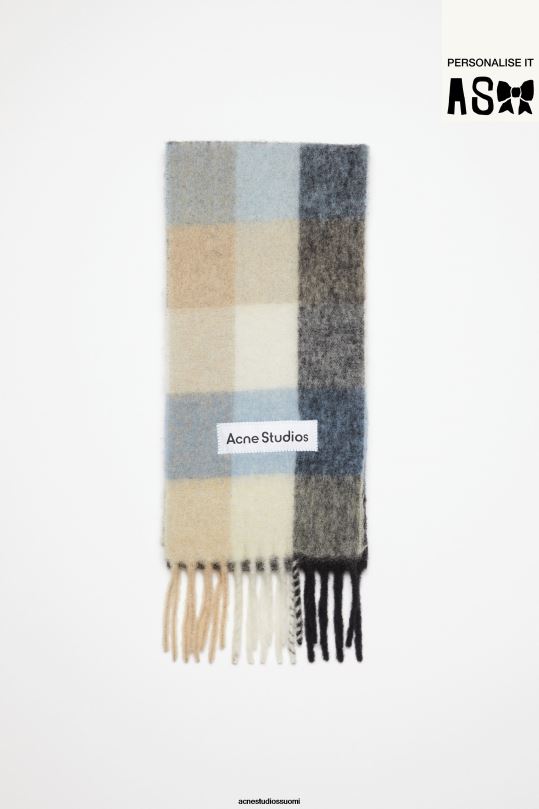Acne Studios Lisätarvikkeet sininen/beige/musta 0VF2B561 mohair-ruutuinen huivi