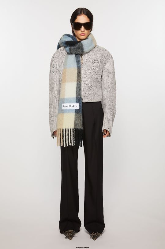 Acne Studios Lisätarvikkeet sininen/beige/musta 0VF2B561 mohair-ruutuinen huivi