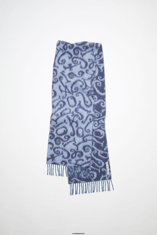 Acne Studios Lisätarvikkeet sininen/lila 0VF2B559 monogrammi jacquard-huivi