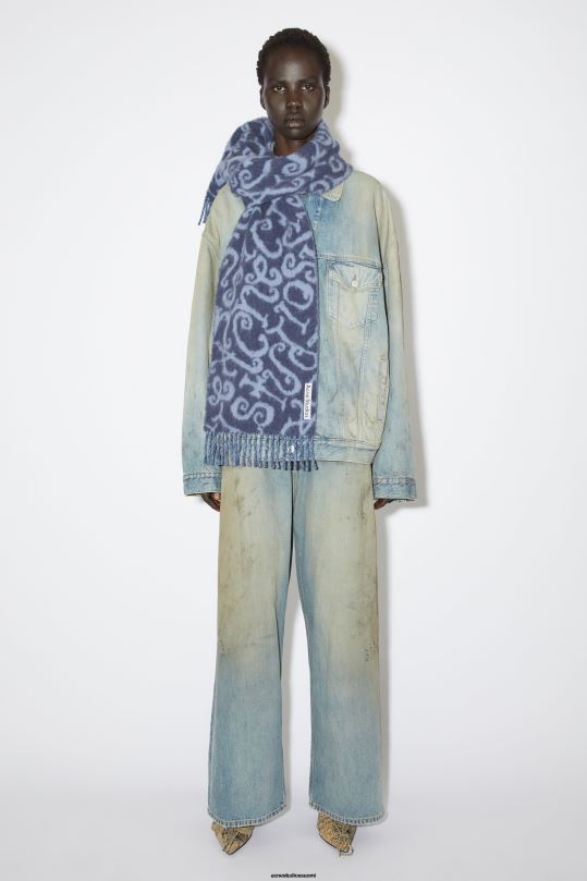 Acne Studios Lisätarvikkeet sininen/lila 0VF2B559 monogrammi jacquard-huivi