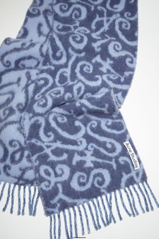 Acne Studios Lisätarvikkeet sininen/lila 0VF2B559 monogrammi jacquard-huivi
