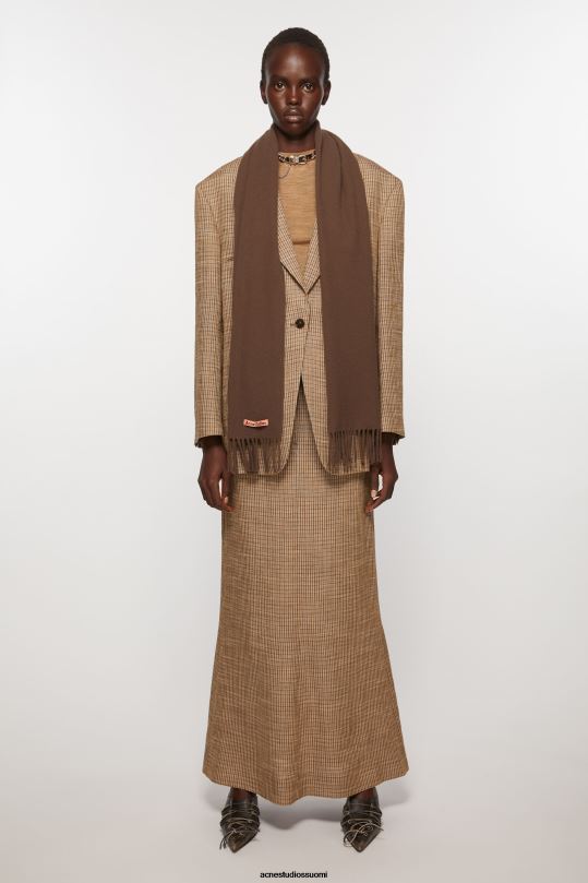 Acne Studios Lisätarvikkeet suklaanruskea 0VF2B587 hapsuvillahuivi - laiha