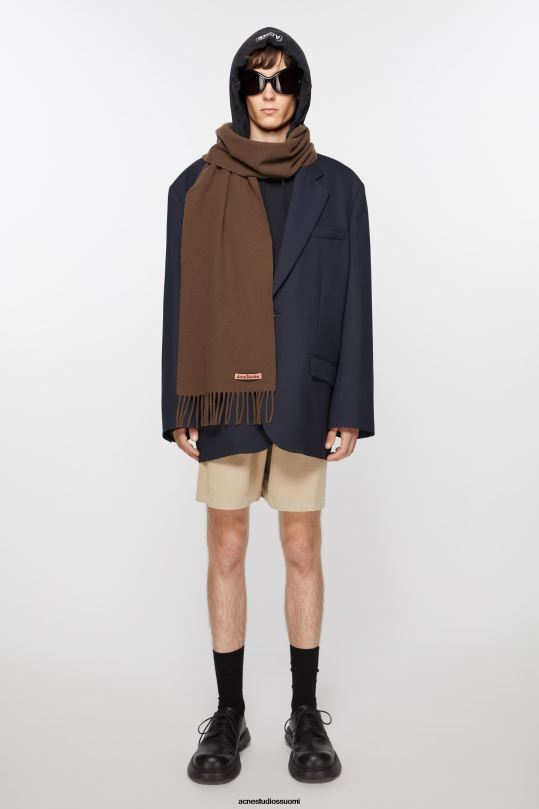 Acne Studios Lisätarvikkeet suklaanruskea 0VF2B587 hapsuvillahuivi - laiha