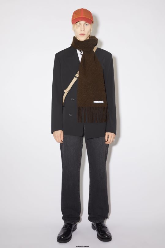 Acne Studios Lisätarvikkeet suklaanruskea 0VF2B588 villainen hapsuhuivi