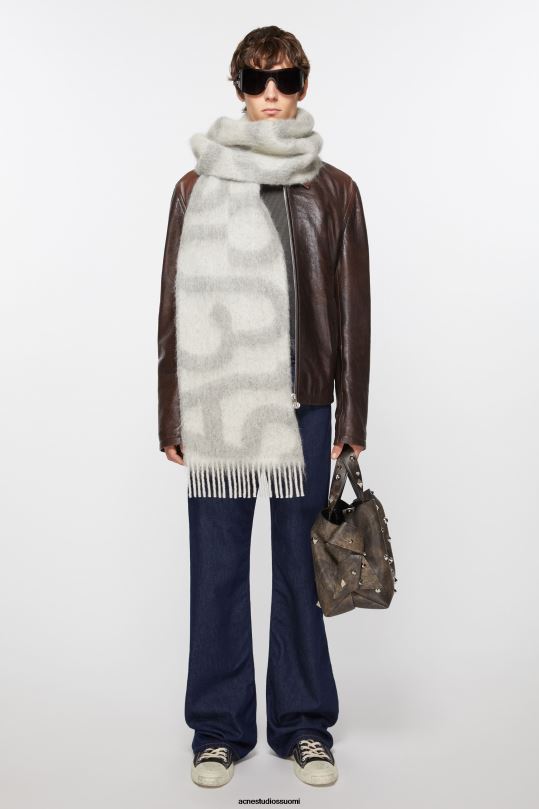Acne Studios Lisätarvikkeet vaalean harmaa 0VF2B660 logo huivi