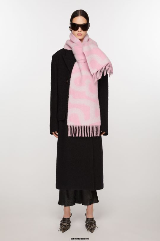 Acne Studios Lisätarvikkeet vaaleanpunainen 0VF2B850 logo huivi
