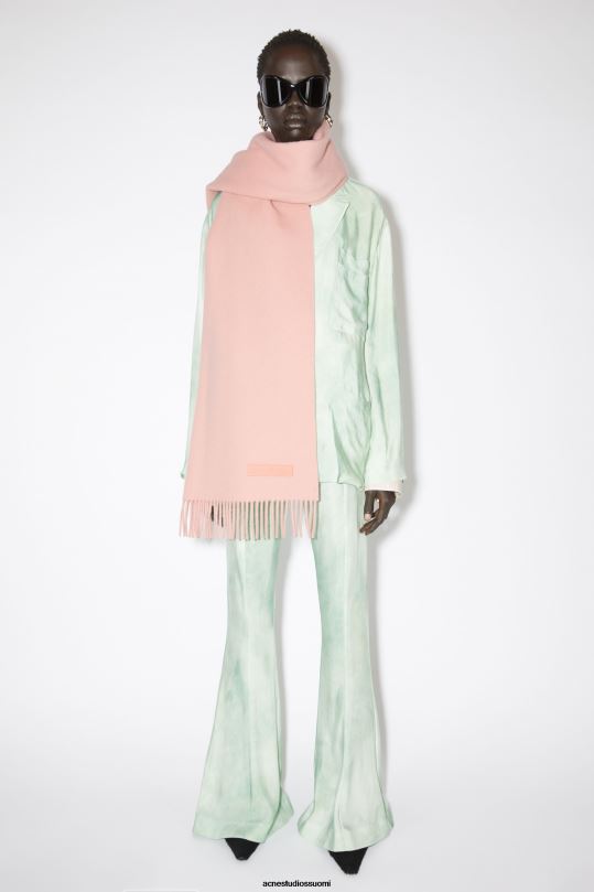 Acne Studios Lisätarvikkeet vaaleanpunainen 0VF2B856 villahuivi vaaleanpunainen etiketti