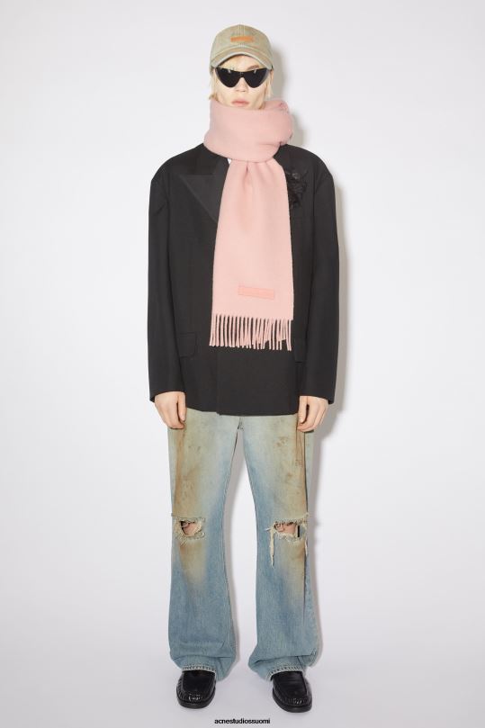 Acne Studios Lisätarvikkeet vaaleanpunainen 0VF2B856 villahuivi vaaleanpunainen etiketti