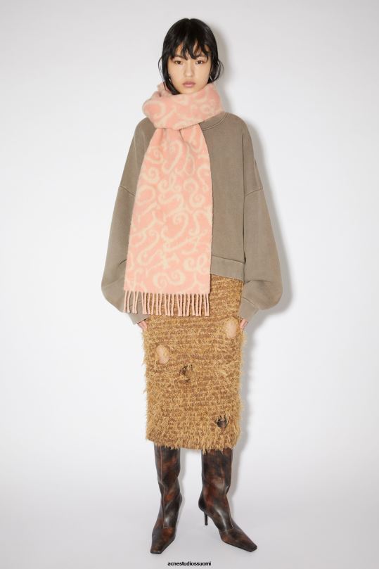 Acne Studios Lisätarvikkeet vaaleanpunainen/vaaleanpunainen 0VF2B735 monogrammi jacquard-huivi