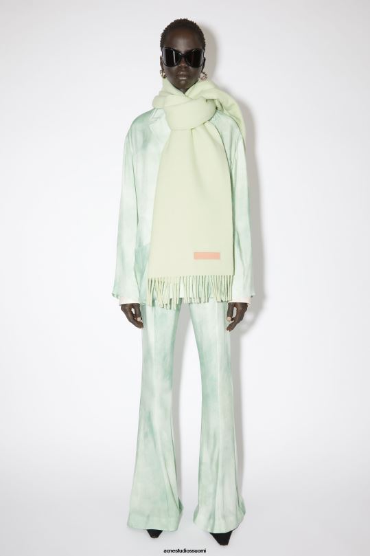 Acne Studios Lisätarvikkeet vaaleanvihreä 0VF2B769 villahuivi vaaleanpunainen etiketti