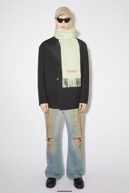 Acne Studios Lisätarvikkeet vaaleanvihreä 0VF2B769 villahuivi vaaleanpunainen etiketti