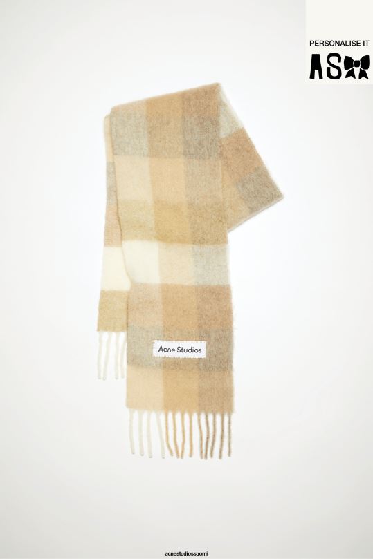 Acne Studios Lisätarvikkeet valkoinen/beige 0VF2B832 mohair-ruutuinen huivi