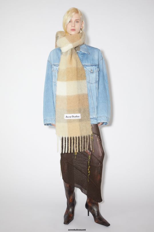 Acne Studios Lisätarvikkeet valkoinen/beige 0VF2B832 mohair-ruutuinen huivi
