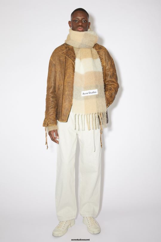 Acne Studios Lisätarvikkeet valkoinen/beige 0VF2B832 mohair-ruutuinen huivi