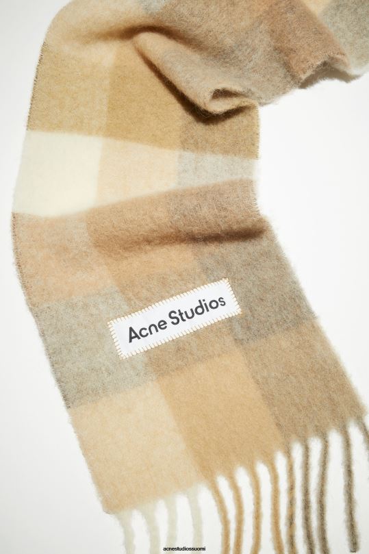 Acne Studios Lisätarvikkeet valkoinen/beige 0VF2B832 mohair-ruutuinen huivi