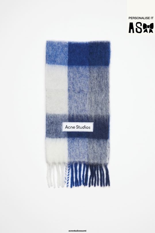 Acne Studios Lisätarvikkeet valkoinen/harmaa/kuninkaansininen 0VF2B566 mohair-ruutuinen huivi