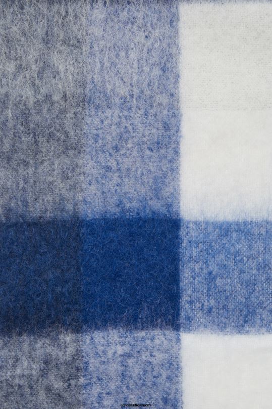 Acne Studios Lisätarvikkeet valkoinen/harmaa/kuninkaansininen 0VF2B566 mohair-ruutuinen huivi