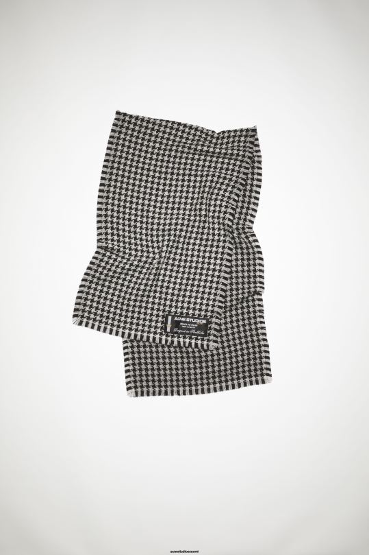 Acne Studios Lisätarvikkeet valkoinen musta 0VF2B825 koiranhammas villahuivi