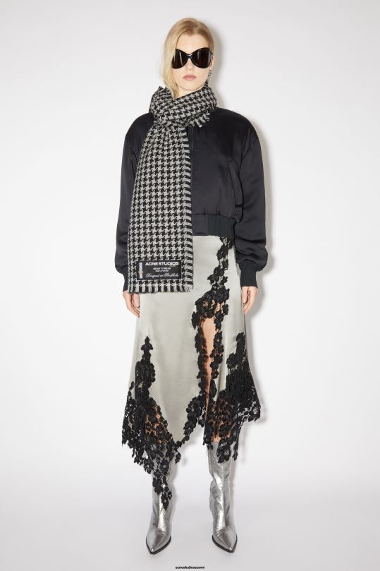 Acne Studios Lisätarvikkeet valkoinen musta 0VF2B825 koiranhammas villahuivi