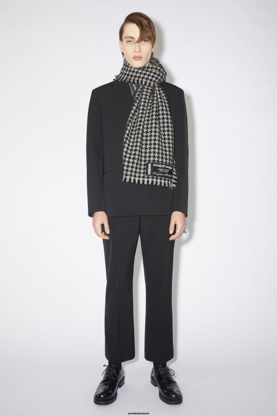 Acne Studios Lisätarvikkeet valkoinen musta 0VF2B825 koiranhammas villahuivi