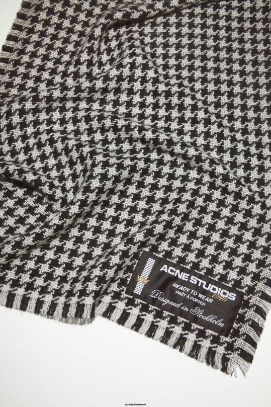 Acne Studios Lisätarvikkeet valkoinen musta 0VF2B825 koiranhammas villahuivi