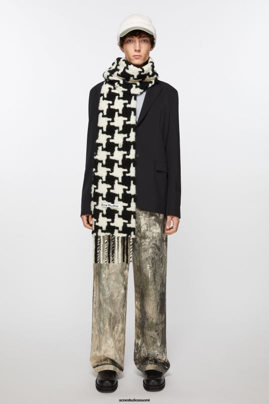 Acne Studios Lisätarvikkeet valkoinen musta 0VF2B836 koiranhammas huivi