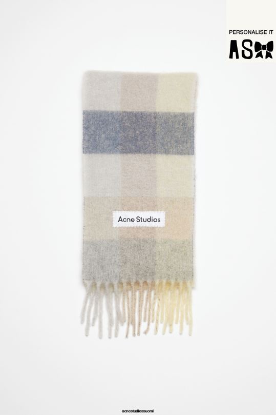 Acne Studios Lisätarvikkeet vanilja/beige/laventeli 0VF2B875 mohair-ruutuinen huivi