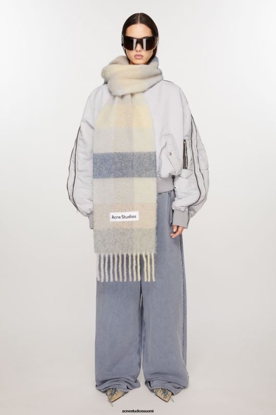 Acne Studios Lisätarvikkeet vanilja/beige/laventeli 0VF2B875 mohair-ruutuinen huivi