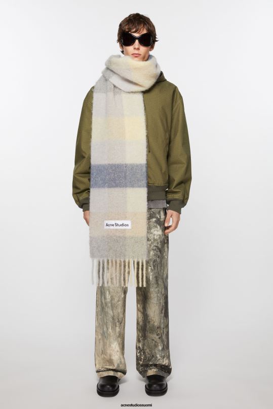 Acne Studios Lisätarvikkeet vanilja/beige/laventeli 0VF2B875 mohair-ruutuinen huivi