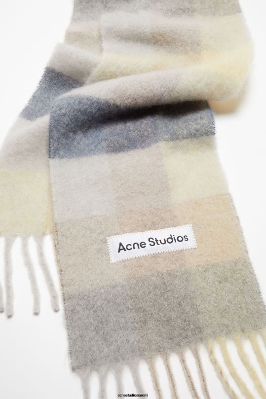 Acne Studios Lisätarvikkeet vanilja/beige/laventeli 0VF2B875 mohair-ruutuinen huivi