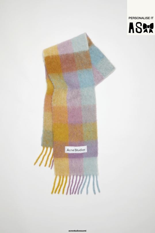 Acne Studios Lisätarvikkeet violetti/keltainen/sininen 0VF2B658 mohair-ruutuinen huivi