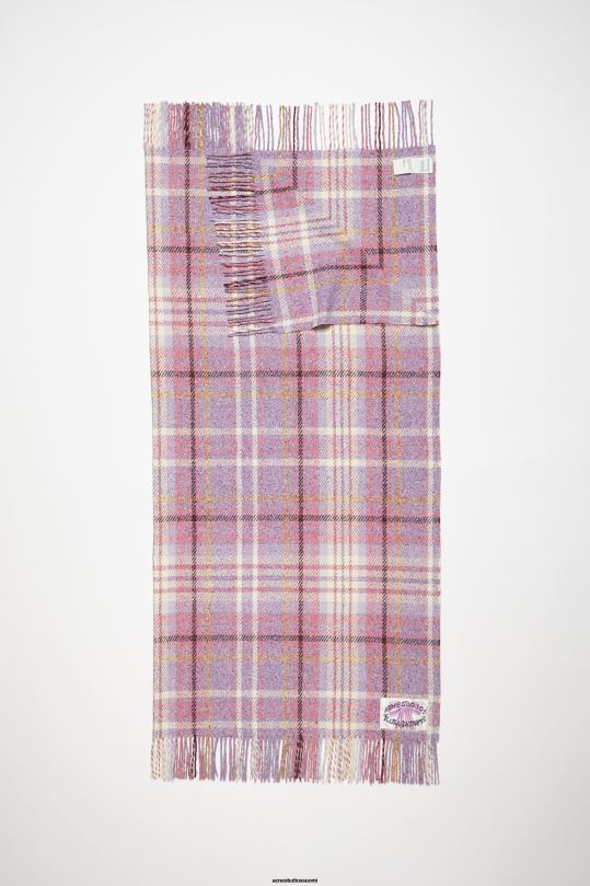 Acne Studios Lisätarvikkeet violetti violetti 0VF2B628 ylisuuri ruudullinen huivihuopa