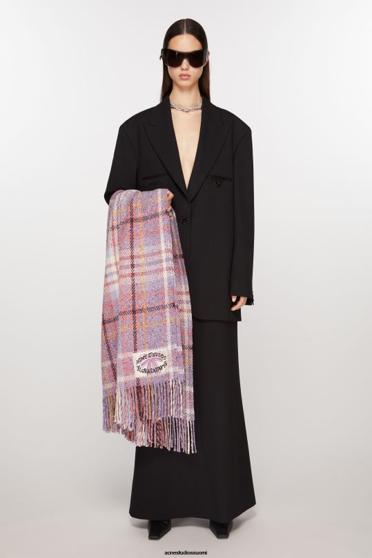 Acne Studios Lisätarvikkeet violetti violetti 0VF2B628 ylisuuri ruudullinen huivihuopa