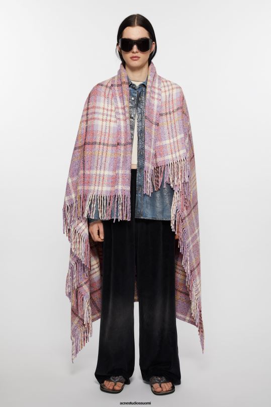 Acne Studios Lisätarvikkeet violetti violetti 0VF2B628 ylisuuri ruudullinen huivihuopa