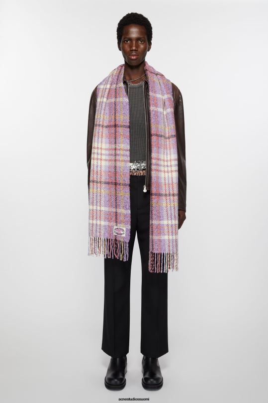 Acne Studios Lisätarvikkeet violetti violetti 0VF2B629 ruudullinen hapsuhuivi