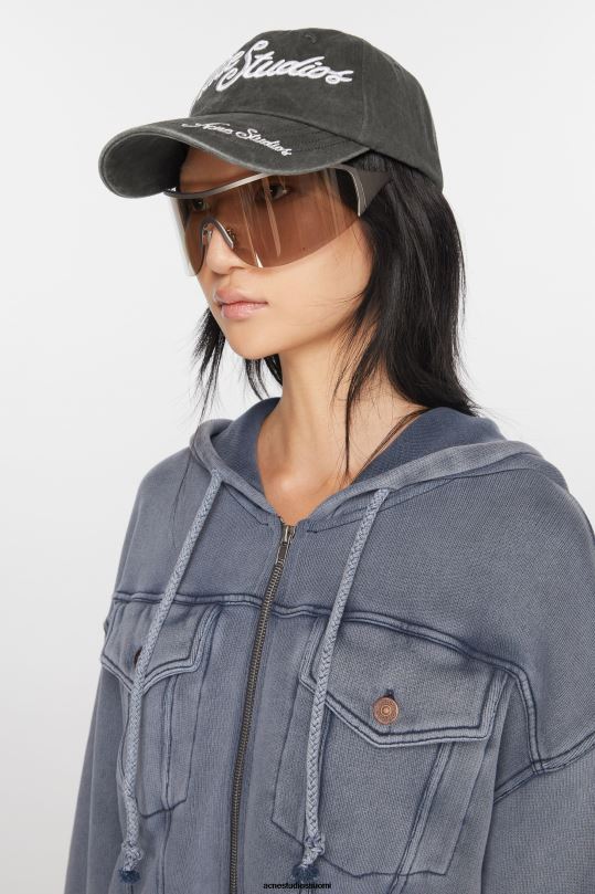 Acne Studios Lisätarvikkeet haalistunut musta 0VF2B448 logo korkki
