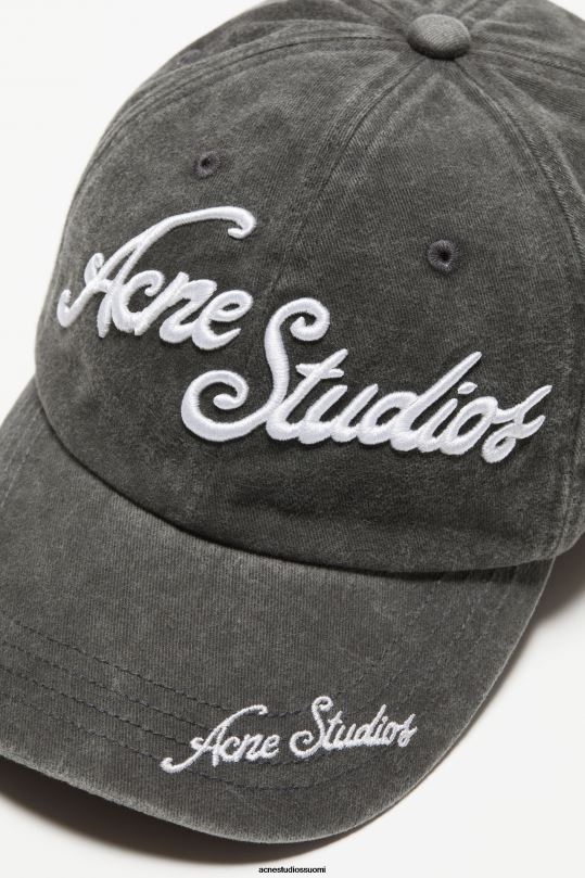 Acne Studios Lisätarvikkeet haalistunut musta 0VF2B448 logo korkki