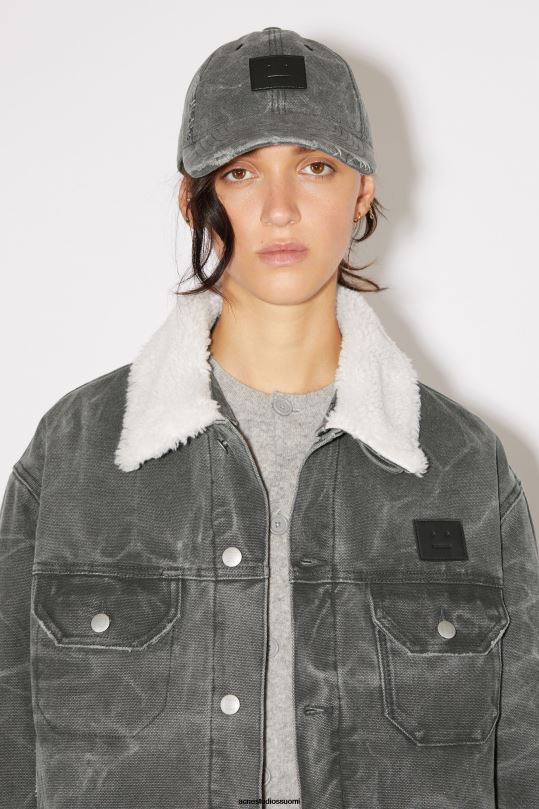 Acne Studios Lisätarvikkeet hiilen harmaa 0VF2B585 nahkainen kasvokorkki